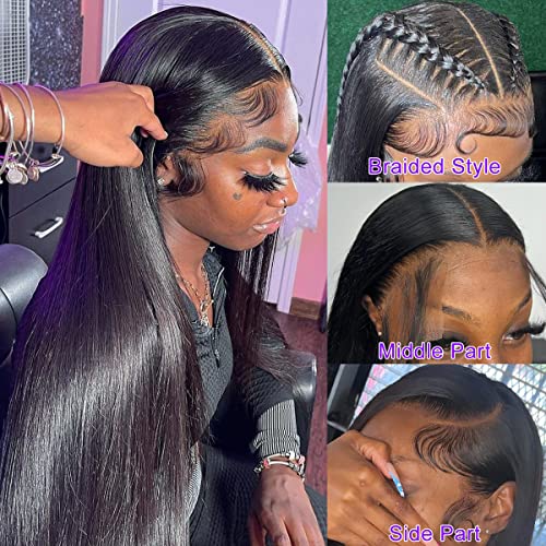 24 Inch 13x4 HD Straight Lace Front Wigs Human Hair Pre Plucked Lace Front Wigs Human Hair 9A Straight Frontal Wigs Human Hair Glueless Lace Frontal Wigs 150% Density Human Hair Lace Front Wigs