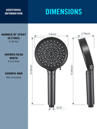 Cobbe Filtered Shower Head with Handheld, High Pressure 6 Spray Mode Showerhead with Filters, Water Softener Filters Beads for Hard Water - Remove Chlorine - Reduces Dry Itchy Skin, Matte Black