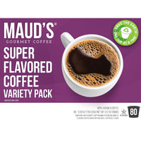 Mauds Super Flavored Coffee Variety Pack - 80ct Single Serve Pods with 16 Flavors of Medium Roast Arabica Coffee