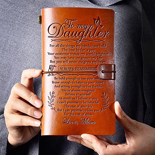 Daughter Gift from Mom, GIFTRRY To My Daughter Leather Journal, 140 Page Refillable Writing Journal, Christmas Birthday Gifts for Daughter from Mom, Mother Daughter Gifts for Adults Daughter