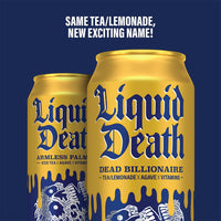 Liquid Death Iced Black Tea/Lemonade, Dead Billionaire (aka Armless Palmer) 19.2oz King Size Cans (8-Pack)