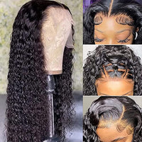 Water Wave Lace Front Wigs Human Hair Pre Plucked 13x4 HD Deep Wave Curly Lace Front Wigs for Black Women Human Hair Glueless 200 Density Brazilian Transparent Lace Frontal Wet and Wavy Wigs 24 Inch