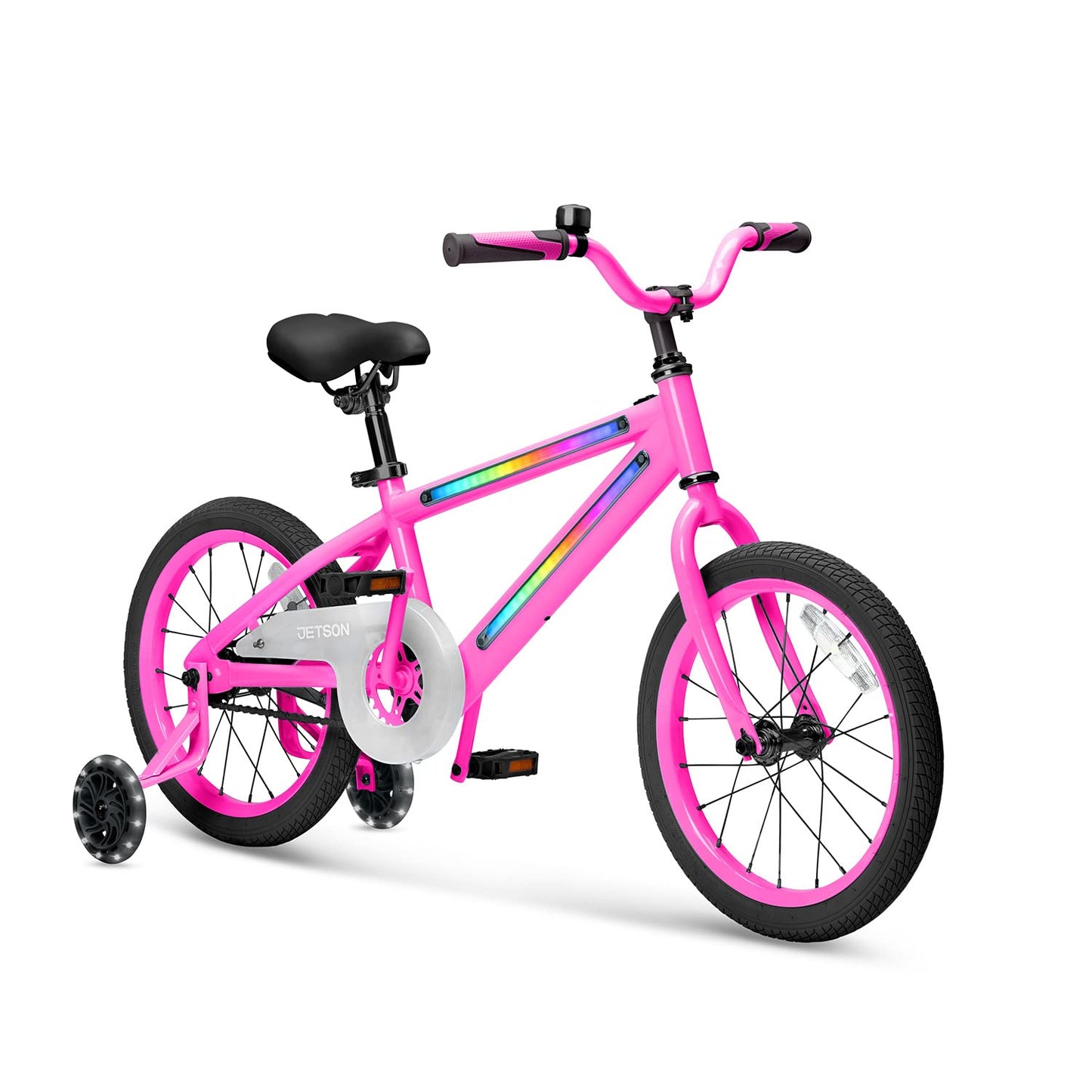 Jetson Light Rider M 16” Wheels Kids’ Light-up Unisex Bike, Ages 3+, Includes Light-up Frame and Light-up Training Wheels, Three Different Light Modes, Seven Color Options, Easily Adjustable Handlebar