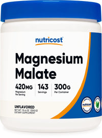 Nutricost Magnesium Malate Powder (300g) - 420mg of Magnesium Per Serving - Non-GMO, Gluten Free