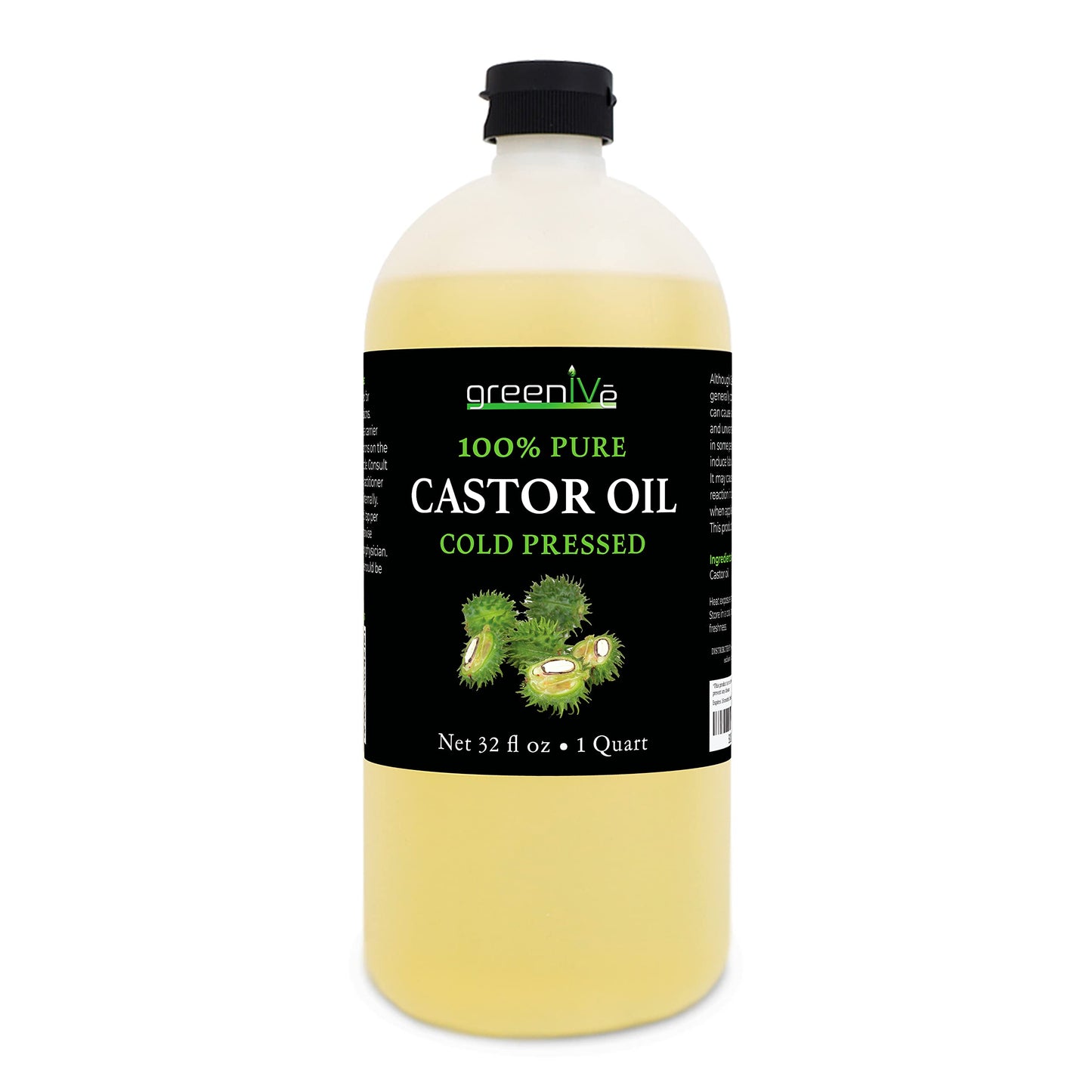 GreenIVe - 100% Pure Castor Oil - Cold Pressed - Hexane Free - Exclusively on Amazon (32 Ounce)