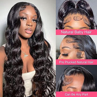 Drosuud 13x6 Body Wave Lace Front Wigs Human Hair 13x6 HD Lace Frontal Wigs for Women Human Hair Pre Plucked with Baby Hair Brazilian Virgin Human Hair Lace Front Wigs 26Inch