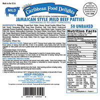 Jamaican Style Patties, Unbaked (Beef Mild, 1 Case of 50 Patties)