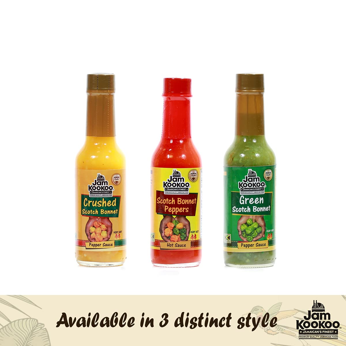 Jam KooKoo Scotch Bonnet Pepper Hot Sauce, 5 floz / 150 ml, Real Jamaican Premium Quality Hot Sauce, Gluten Free, NON-GMO (Yellow)