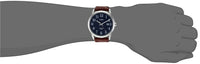 Timex Men's Easy Reader 38mm Watch – Silver-Tone Case Blue Dial with Brown Croco Leather Strap