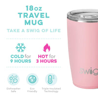 Swig 18oz Travel Mug, Insulated Tumbler with Handle and Lid, Cup Holder Friendly, Dishwasher Safe, Stainless Steel Insulated Coffee Mug with Lid and Handle (Blush)