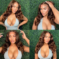 Beaurocks Lace Front Wigs Human Hair Chocolate Brown 13x4 Body Wave Lace Front Wigs Human Hair Auburn Transparent Lace Frontal Wigs with Baby Hair Pre Plucked For Black Women 180 Density 24 Inch