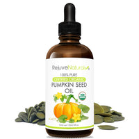 Organic Pumpkin Seed Oil (LARGE 4-OZ Bottle) USDA Certified Organic, 100% Pure, Cold Pressed. Boost Hair Growth for Eyelashes, Eyebrows & Hair. Overactive Bladder Control for Men & Women. Moisturizer