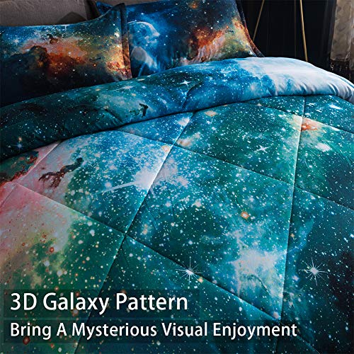 Litanika 3D Galaxy Comforter Full(79x90lnch), 3 Pieces(1 Galaxy Comforter, 2 Pillowcases), Universe Outer Space Bedding Set, Microfiber Comforter Set for Kid Boy Girl Teen