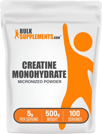 BULKSUPPLEMENTS.COM Creatine Monohydrate Powder - 5g (5000mg) of Micronized Creatine Powder per Serving, Creatine Pre Workout, Creatine for Building Muscle, Creatine Monohydrate 500g (1.1 lbs)