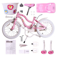 COEWSKE Kid's Bike Steel Frame Children Bicycle Little Princess Style 16 Inch with Training Wheel (16" Pink)