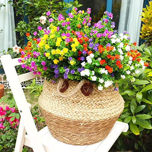 plastic outdoor plants and flowers YIBUKIY 20 Bundles Artificial Flowers Outdoor Fake Flowers, UV Resista – Mega Mart Center