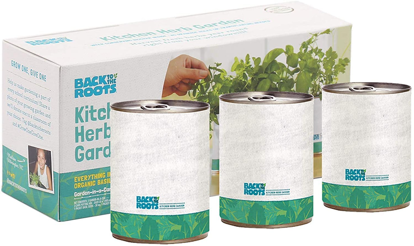 Back to the Roots New Kitchen Garden Complete Herb Kit Variety Pack of Basil, Mint, and Cilantro Seeds