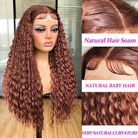 Annivia 26Inch Long Curly Lace Front Wigs for Black Women, Pre Plucked with Baby Hair,Chocolate Brown Deep Wave Lace Front Wig,Afro Kinky Curly Synthetic Glueless Lace Frontal Wigs