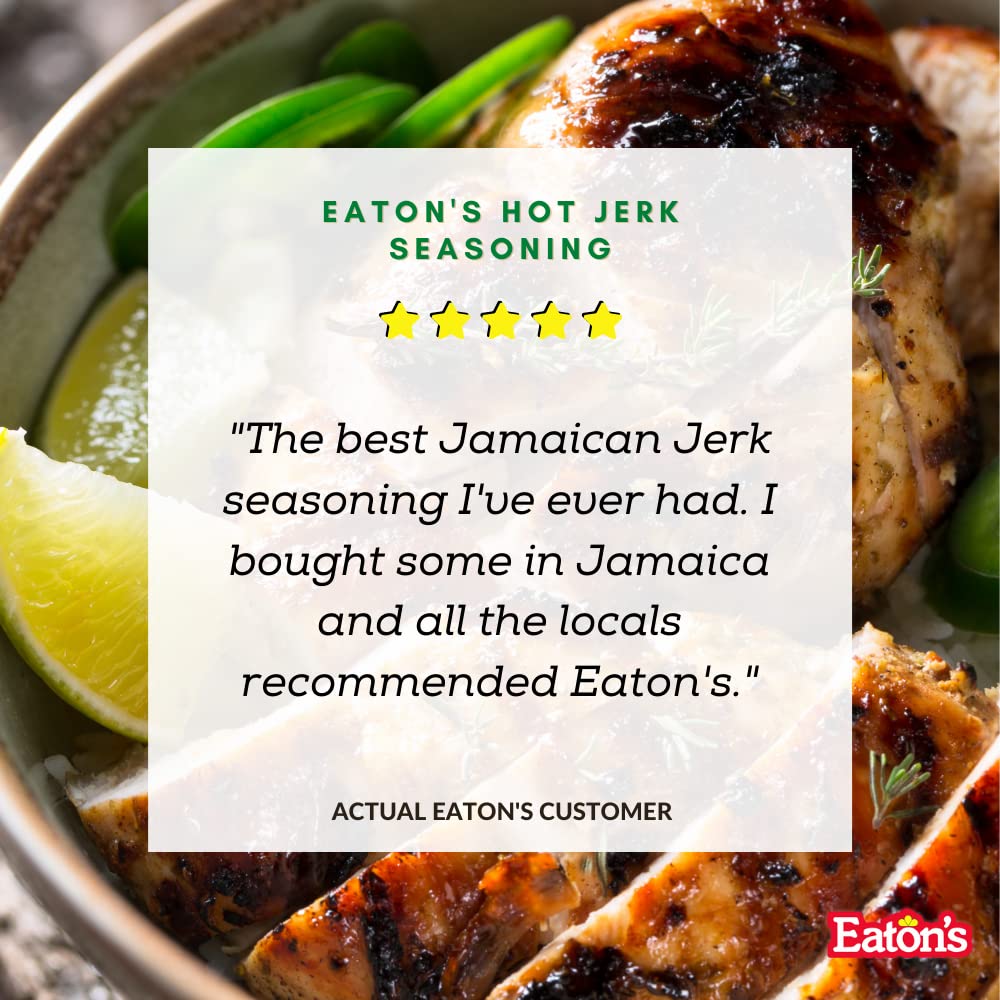 Eaton's Jamaican Jerk Seasoning - Easy to Use, Spicy Caribbean Jerk Seasoning for Meat, Seafood, and Vegetables, BBQ Rub, Grilled Chicken Seasoning, Jerk Sauce Marinade with Jerk Cooking Recipe eBook