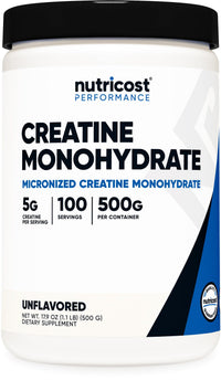 Nutricost Creatine Monohydrate Micronized Powder 500G, 5000mg Per Serv (5g) - Micronized Creatine Monohydrate, 100 Servings