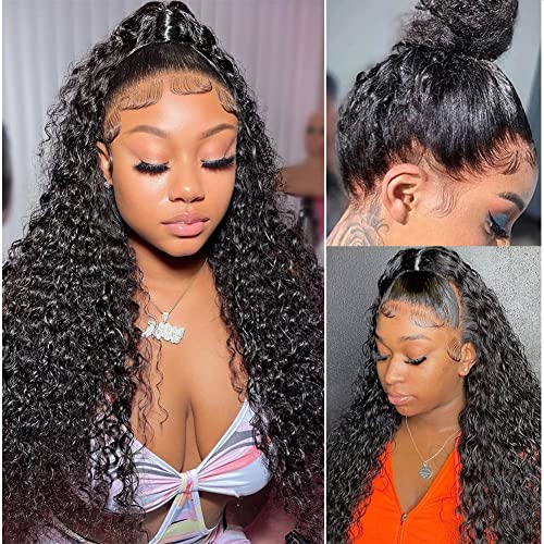 RASHINEE 360 Lace Front Wigs Human Hair Water Wave Full Lace Human Hair Wigs for Black Women Pre Plucked with Baby Hair 360 Wigs Human Hair Natural Color 20 inch