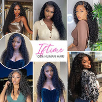 IFTIME 13x4 Deep Wave Lace Front Wigs Human Hair 18 inch Curly Lace Front Wig Human Hair Deep Wave Wig for Women Pre Plucked with Baby Hair HD Transparent Lace Frontal Wigs Human Hair 180% Density