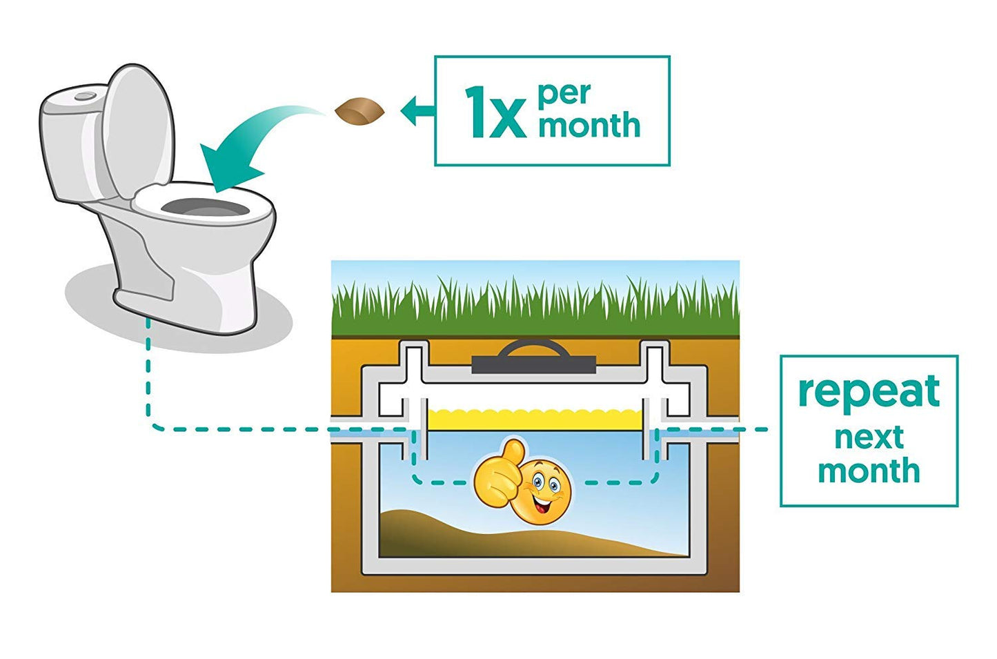 Septic Tank Treatment - 1 Year Supply of Septic Safe Dissolvable Easy Flush Live Bacteria Packets (12 Count) - Best Way to Prevent Expensive Sewage Backups - Made in USA