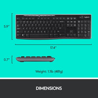 Logitech MK270 Wireless Keyboard And Mouse Combo For Windows, 2.4 GHz Wireless, Compact Mouse, 8 Multimedia And Shortcut Keys, For PC, Laptop - Black