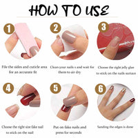 DANMANR Long Press on Nails Square French Fake Nails Full Cover Nude Acrylic False Nails for Women and Girls 24PCS (French White)