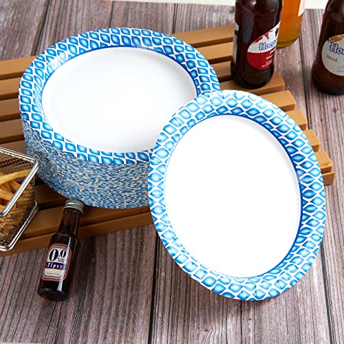 MUCHII 8.375 Inch Disposable Paper Plates, 300 Count Disposable Paper Plates, Soak Proof Paper Plates for Daily Use, Cut Proof Holiday Paper Plates for Family Gatherings, Parties, Picnic And So On.