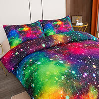 Tailor Shop Galaxy Comforter Set Colorful Outer Space Rainbow Bedding Set Full for Girls Boys Kids Bedroom Decoration - Includes 1 Comforter 2 Pillowcases……
