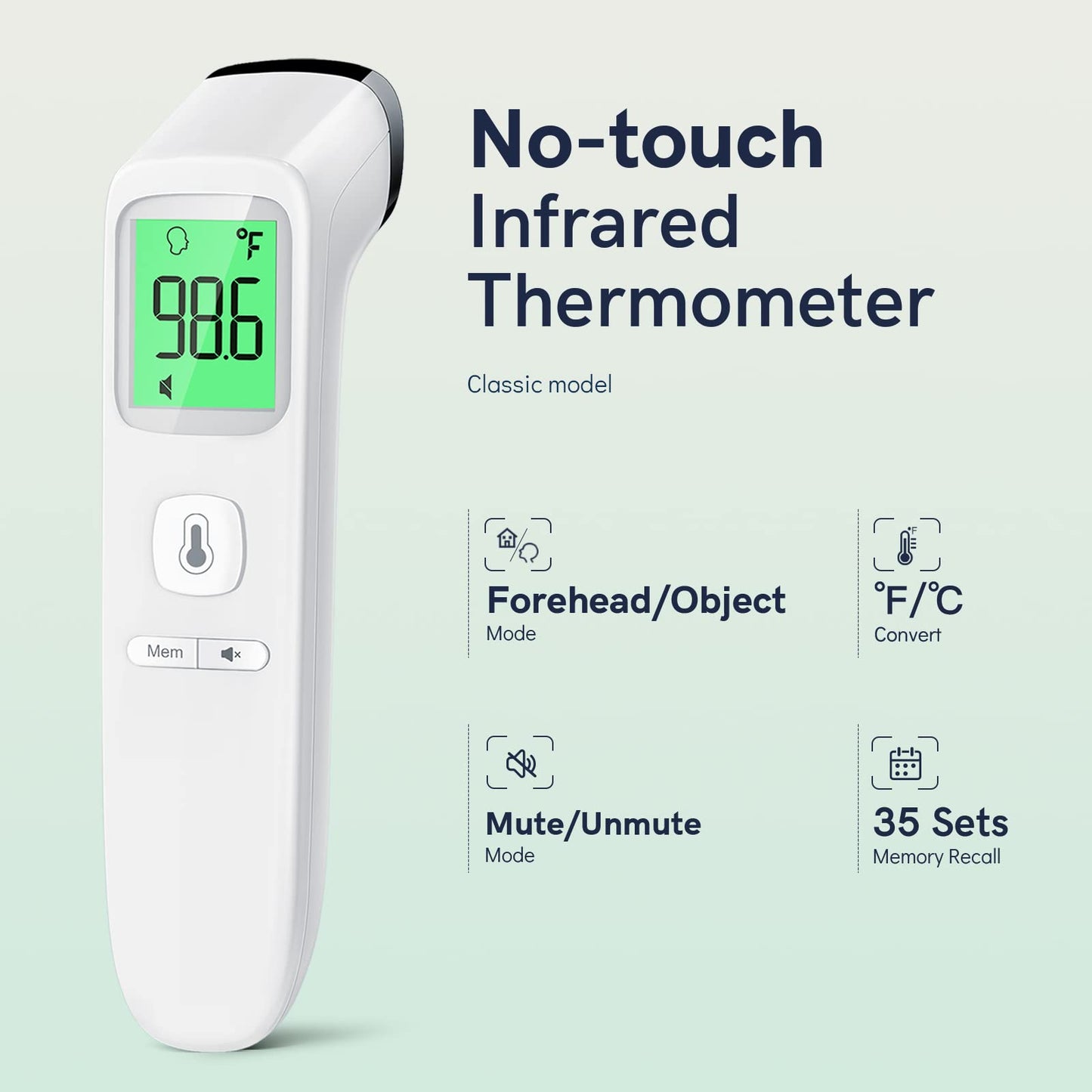 No-Touch Thermometer for Adults and Kids, FSA/HSA Eligible, Fast Accurate Digital Thermometer with Fever Alarm & Silent Mode, Easy-to-use for Babies, Kids, & Elderly