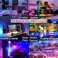 LED Flood Light Outdoor 800W Equivalent Bluetooth Smart Color Change Landscape Lighting DIY-Scene+RGB Colors+Warm White 2700K - APP & Group Control & Timing, IP66 Waterproof US 3-Plug Up Light 4Pack