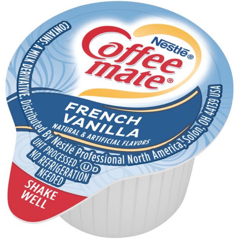 Coffee mate Liquid Creamer Singles Variety Pack, 180ct, 3 Flavors x 60 Each, Original, French Vanilla, Hazelnut with Neptune's Delight Stainless Steel Stirrer