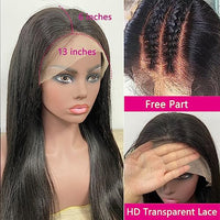 JOHLUA Glueless Wigs Human Hair Pre Plucked Bleached Knots 13x6 HD Transparent Lace Frontal Wigs for Women 150 Density Straight Lace Front Wigs Human Hair with Baby Hair (22 Inches)