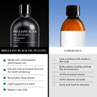 Brilliant Black Oil Pulling, Natural Ayurvedic Blend of Activated Charcoal and Coconut Oil, Oil Pulling Mouthwash Rinse with Peppermint Essential Oil - Terra & Co.