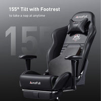 AutoFull C3 Gaming Chair Office Chair PC Chair with Ergonomics Lumbar Support, Racing Style PU Leather High Back Adjustable Swivel Task Chair with Footrest (Black)