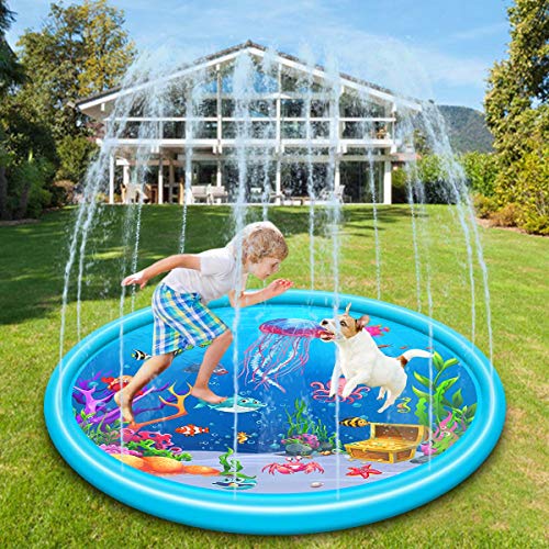 Kid Splash Sprinkler pad, Sprinkler for Kids, and Wading Pool for Learning – Children’s Sprinkler Pool, Inflatable Water Toys,Outdoor Swimming Pool for Kids(67 inch)