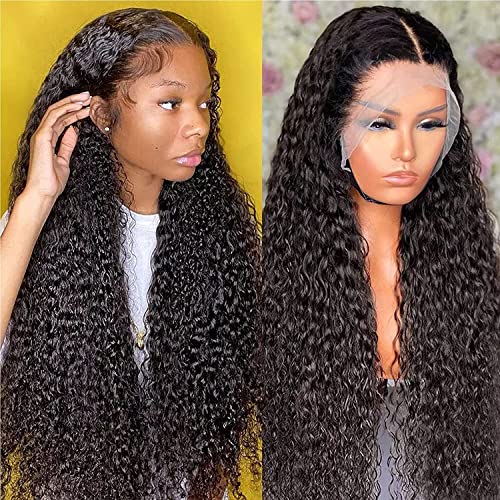 Siyun Show Curly Lace Front Wigs Human Hair Pre Plucked with Baby Hair 180 Density 13x4 Hd Lace Front Wigs for Black Women Human Hair Glueless Deep Wave Lace Frontal Wigs Human Hair 20Inch