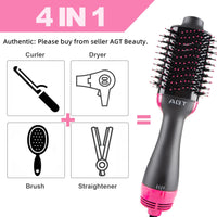 Hot Air Brush, 4 in 1 Hair Dryer Brush & Volumizer, One Step Blow Dryer Suitable for Straight and Curly Hair, Ceramic Coating Achieve Salon Styling at Home 1200W