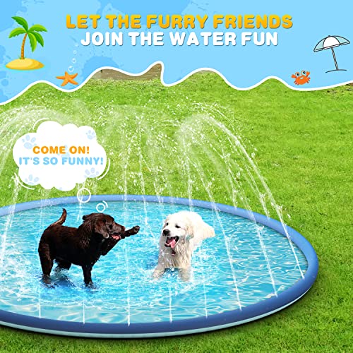 Splash Pad, 87 Inch Non-Slip Sprinkler Pad, Upgraded Extra Large 0.53mm Thicken Splash Pad Pool Summer Outdoor Water Toys Fun Backyard Party for Kids, Dogs, Toddlers, Boys, Girls