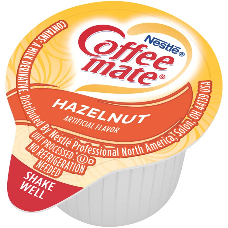 Coffee mate Liquid Creamer Singles Variety Pack, 180ct, 3 Flavors x 60 Each, Original, French Vanilla, Hazelnut with Neptune's Delight Stainless Steel Stirrer