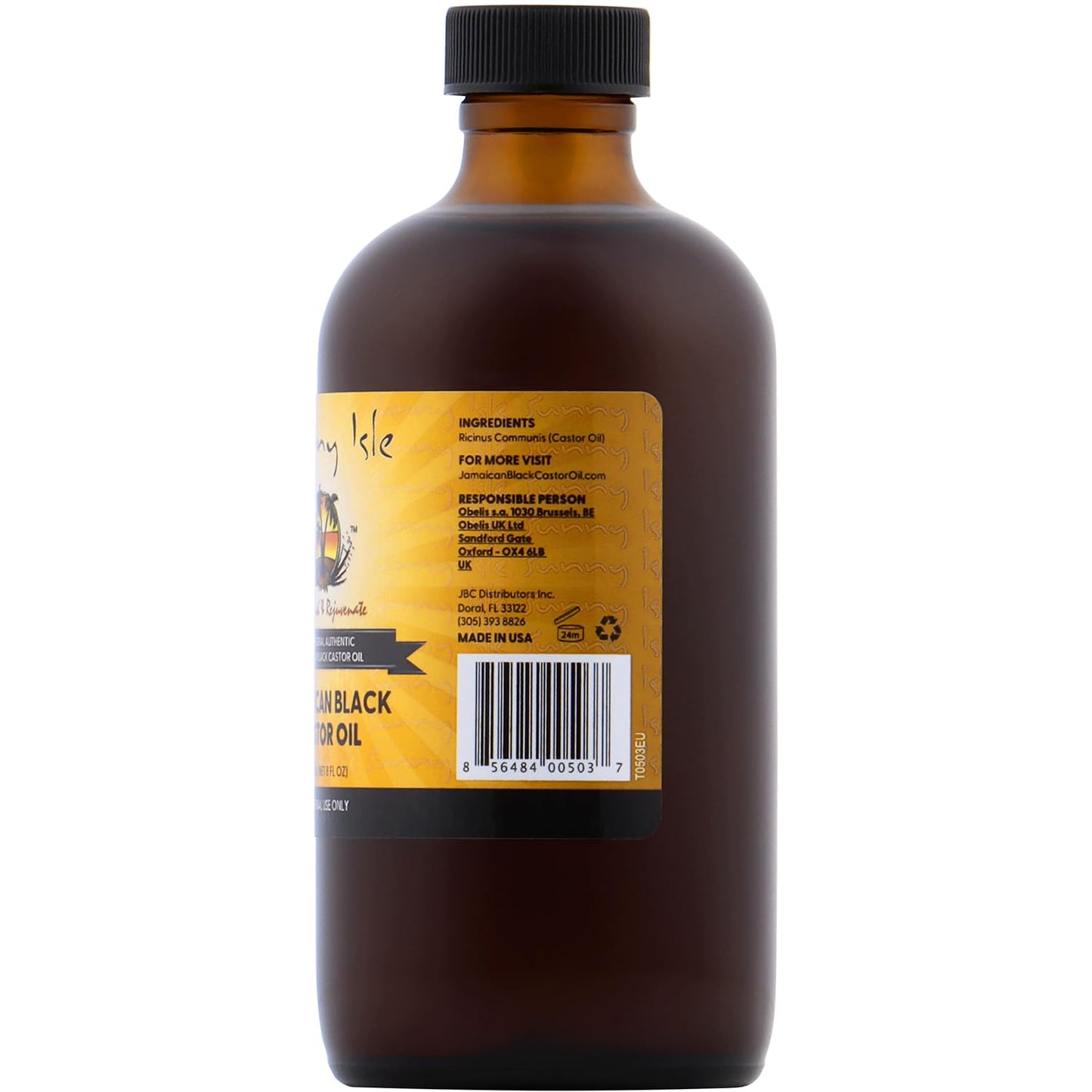 Sunny Isle Jamaican Black Castor Oil 8oz | 100% Natural Treatment for Hair, Scalp and Skin