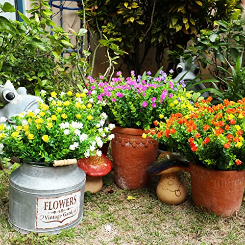 outdoor plastic flowers and plants YIBUKIY 20 Bundles Artificial Flowers Outdoor Fake Flowers, UV Resista – Mega Mart Center