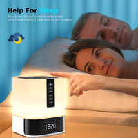 Hetyre Night Light Bluetooth Speaker, 5 in 1 Touch Control Bedside Lamp Dimmable Multi-Color Changing, Bedroom Alarm Clock, Best Birthday Gift Ideas for 10 11 12 13 14 Year Old Teenage Girls/Boys