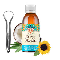 GuruNanda Original Oil Pulling Oil, Fluoride Free Vegan Natural Mouthwash & Advanced Formula Oil Pulling - Natural Coconut Oil Mouthwash with Essential Oils