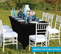 Utopia Kitchen Spandex Tablecloth 2 Pack [6FT, Black] Tight, Fitted, Washable and Wrinkle Resistant Stretch Rectangular Patio Table Cover for Event, Wedding, Banquet & Parties [72Lx30Wx30H Inch]