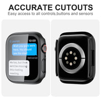 2 Pack Case with Tempered Glass Screen Protector for Apple Watch SE(2023) Series 6/5/4/SE 40mm,JZK Slim Guard Bumper Full Coverage Hard PC Protective Cover HD Ultra-Thin Cover for iWatch 40mm,Clear