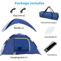 GLADTOP Camping Tent 1/2/3 Person Tent with Removable Rainfly and Carry Bag, Easy Set Up Portable Tent, Lightweight Outdoor Tent for Backpacking, Hiking