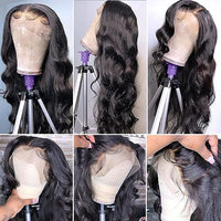 Vigriss Body Wave Lace Front Wigs Human Hair Pre Plucked Glueless Human Hair Wigs for Black Women 180% Density 13x4 HD Transparent Lace Front Wig Human Hair with Baby Hair Bleached Knots Wigs 18inch